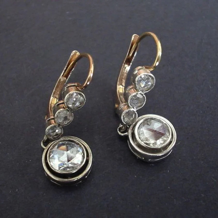Antique Zirconia Golden Earrings