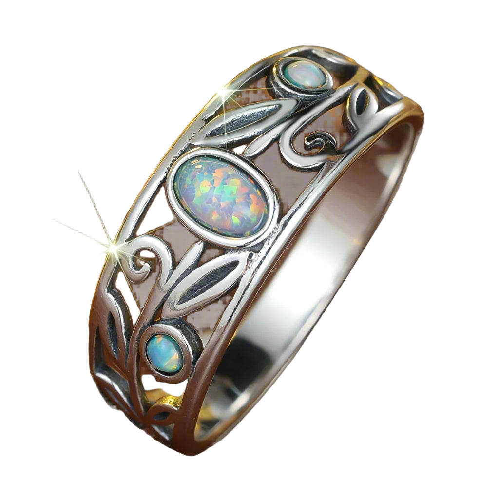 Silver Retro Opal Ring