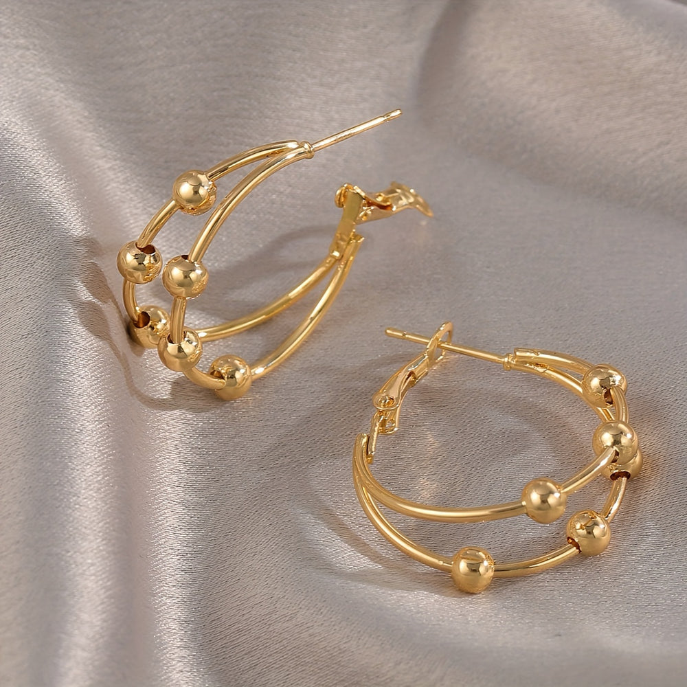 Fashionable Double Band Circle Earrings