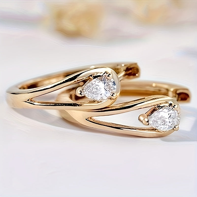 Elegant Geometric Cubic Zirconia Hoop Earrings