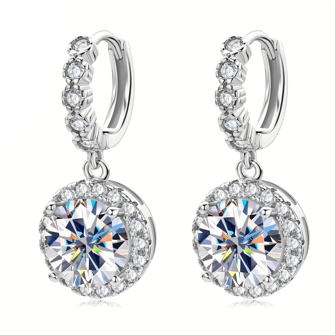 Stylish Round Moissanite & Zirconia Earrings