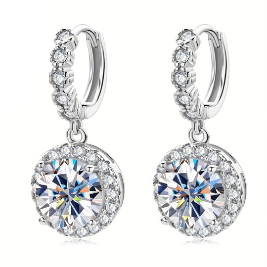 Stylish Round Moissanite & Zirconia Earrings