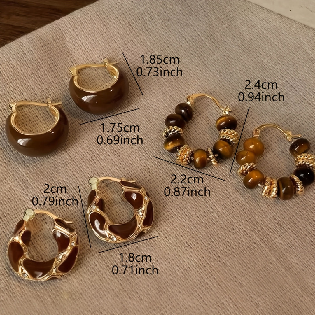3 Pairs Retro Elegant Earrings Set