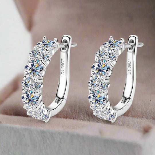 Round Moissanite Silver Earrings