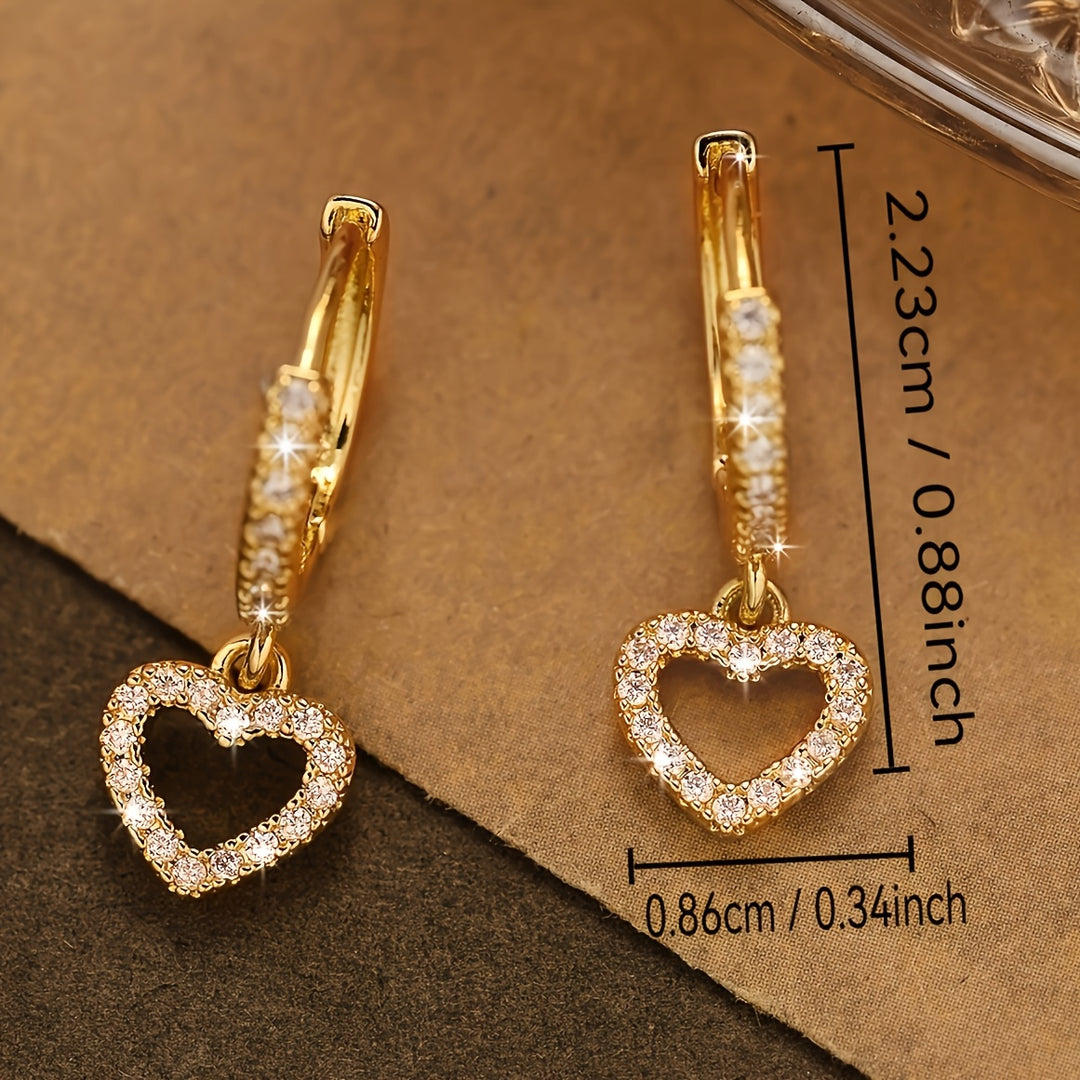 Vintage Heart Pendant Hoop Earrings