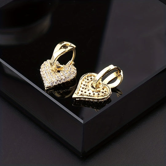 Stylish Heart Zirconia Earrings