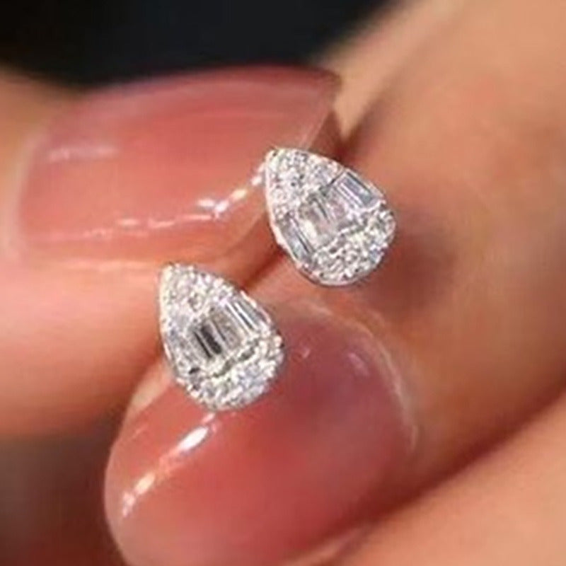Stylish Zirconia Water Drop Stud Earrings
