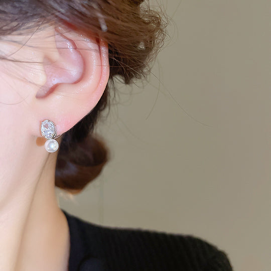French Oval Pearl Dangle Earrings