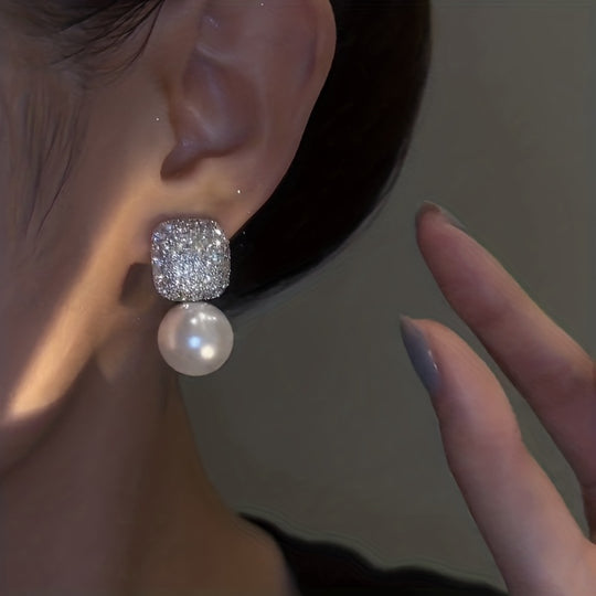 Luxurious Blingbling Square Pendant Earrings