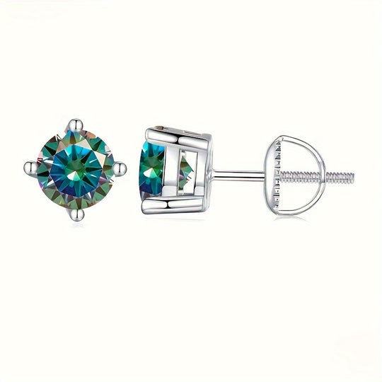 Simple Inlaid Moissanite Stud Earrings