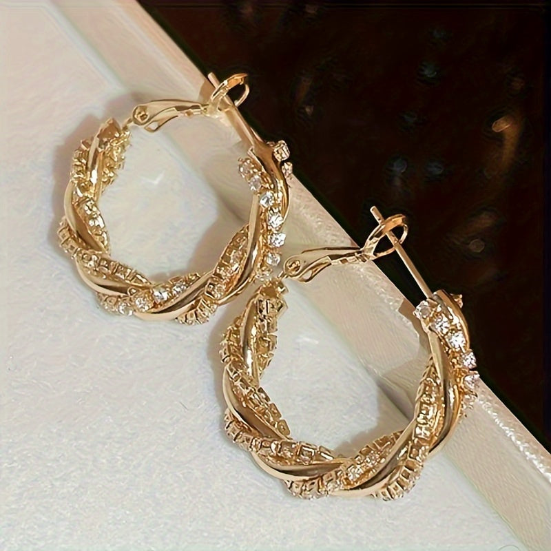 Stylish Zirconia Inlaid Hoop Earrings