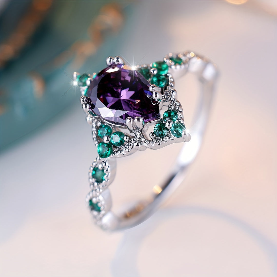 Fashionable Purple Cubic Zirconia Ring