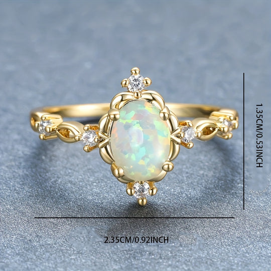 Elegant Oval Opal Engagement Ring