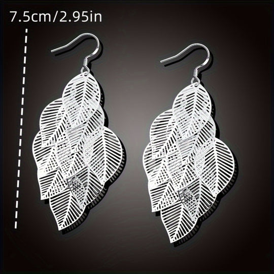 Elegant Silver Leaf Dangle Earrings