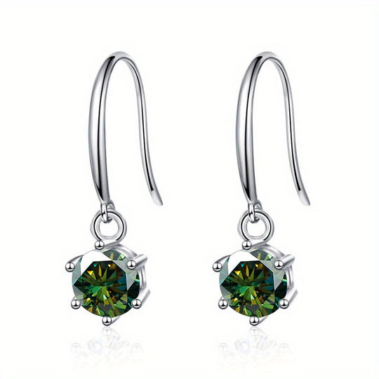 Delicate Round Moissanite Hook Earrings