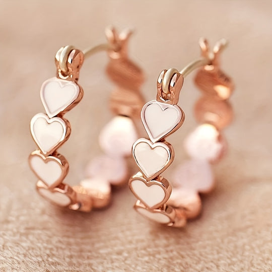 Boho-Chic Heart Zirconia Hoop Earrings