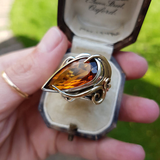 Vintage Irregular Oval Shape Crystal Ring