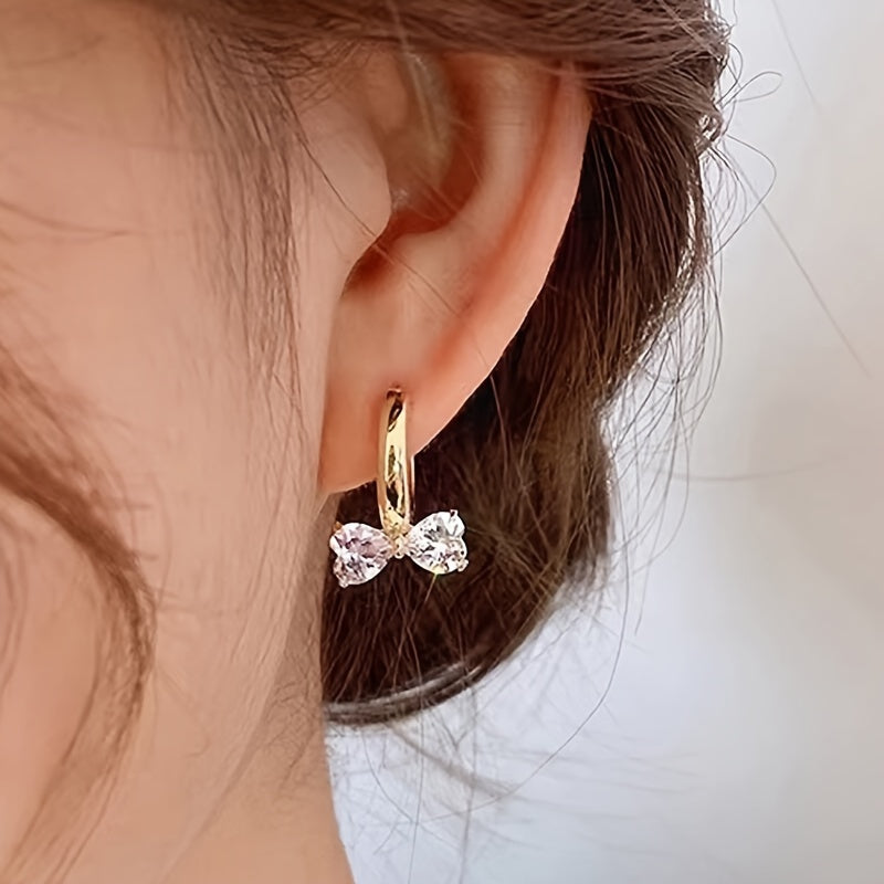 Luxury Golden Bow Hoop Earrings Women