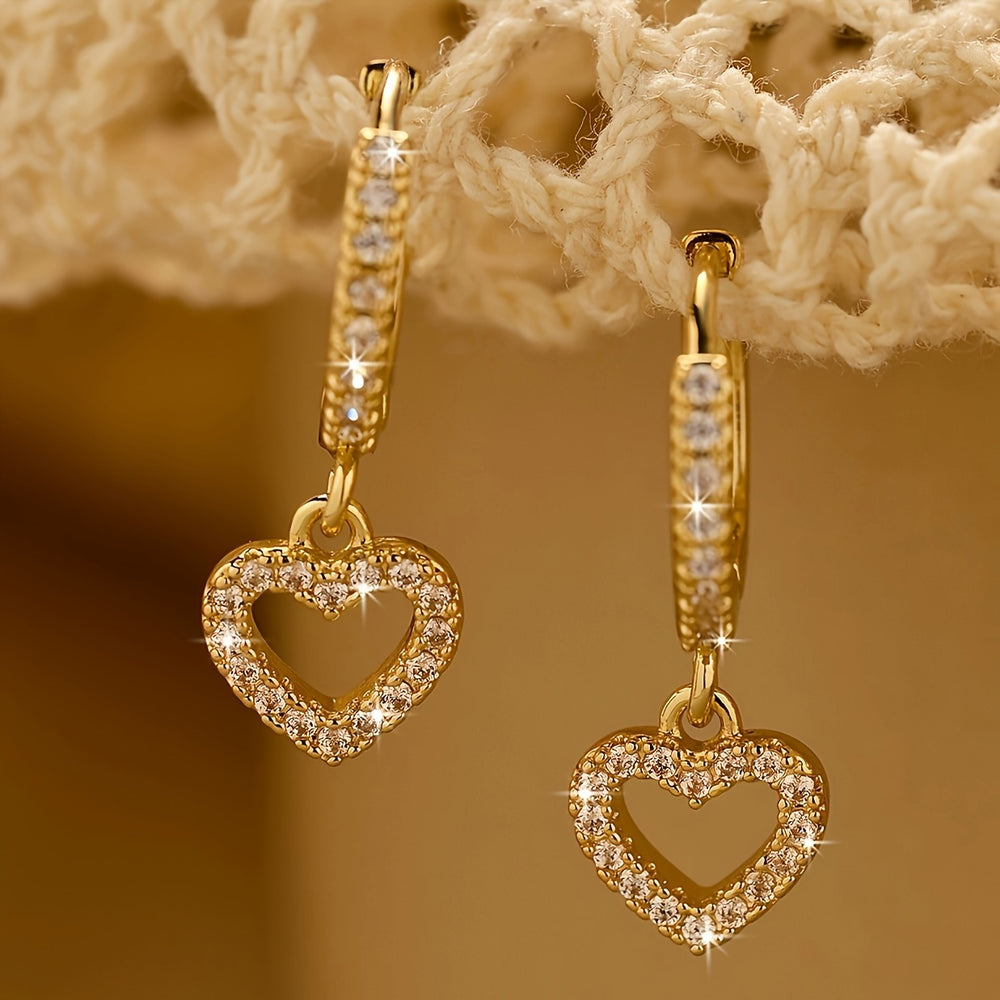 Vintage Heart Pendant Hoop Earrings
