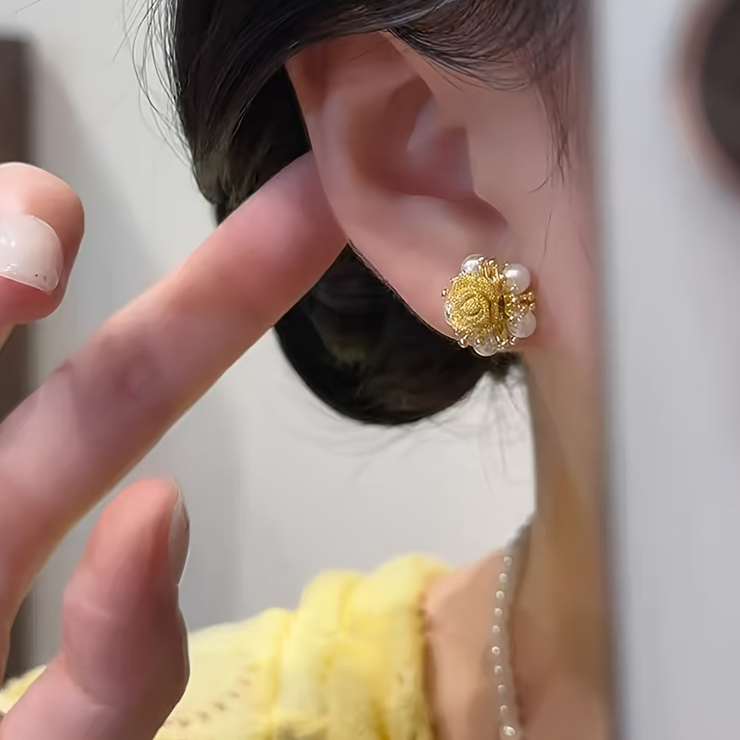 Elegant Floral Imitation Pearl-like Earrings