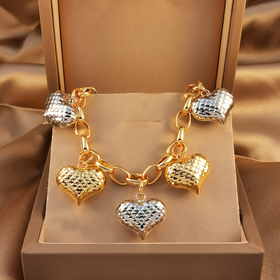 Elegant Two-Tone Heat Pendant Bracelet