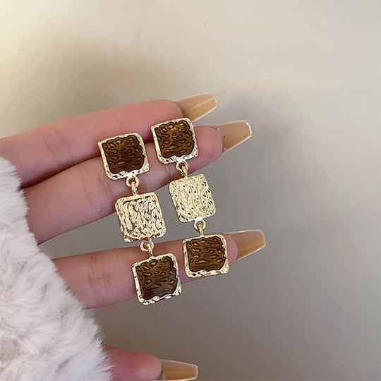 Retro Square Long Earrings