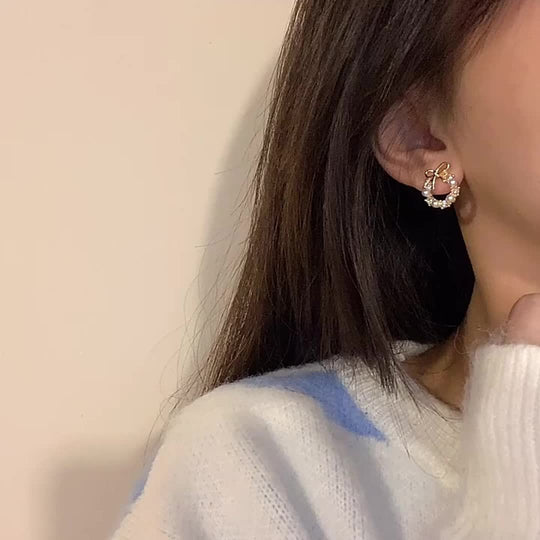 Elegant Bow Circle Hoop Earrings
