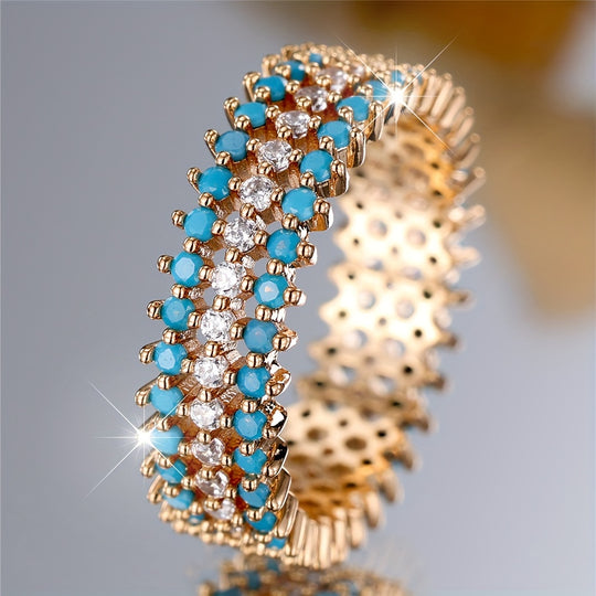 Elegant Wide Band Blue Turquoise Ring