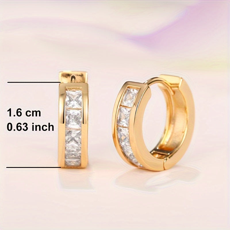 Simple Sparkling Zirconia Hoop Earrings