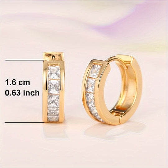 Simple Sparkling Zirconia Hoop Earrings