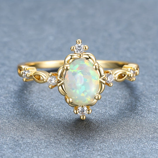Elegant Oval Opal Engagement Ring