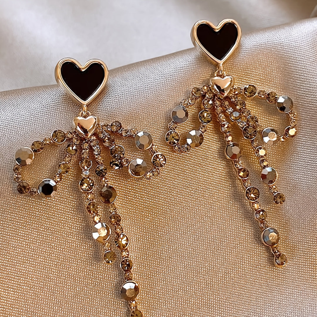 Elegant Heart-Shaped Bow Earrings