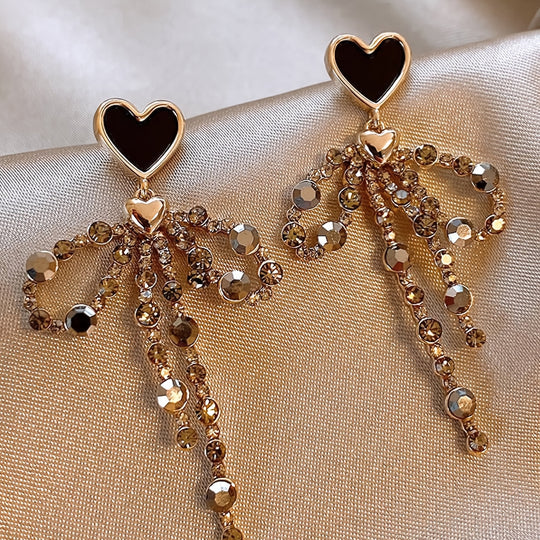 Elegant Heart-Shaped Bow Earrings