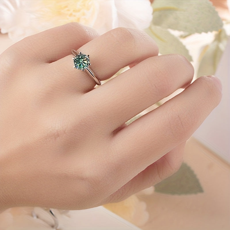 Elegant Moissanite Round Ring