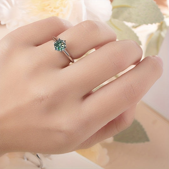 Elegant Moissanite Round Ring