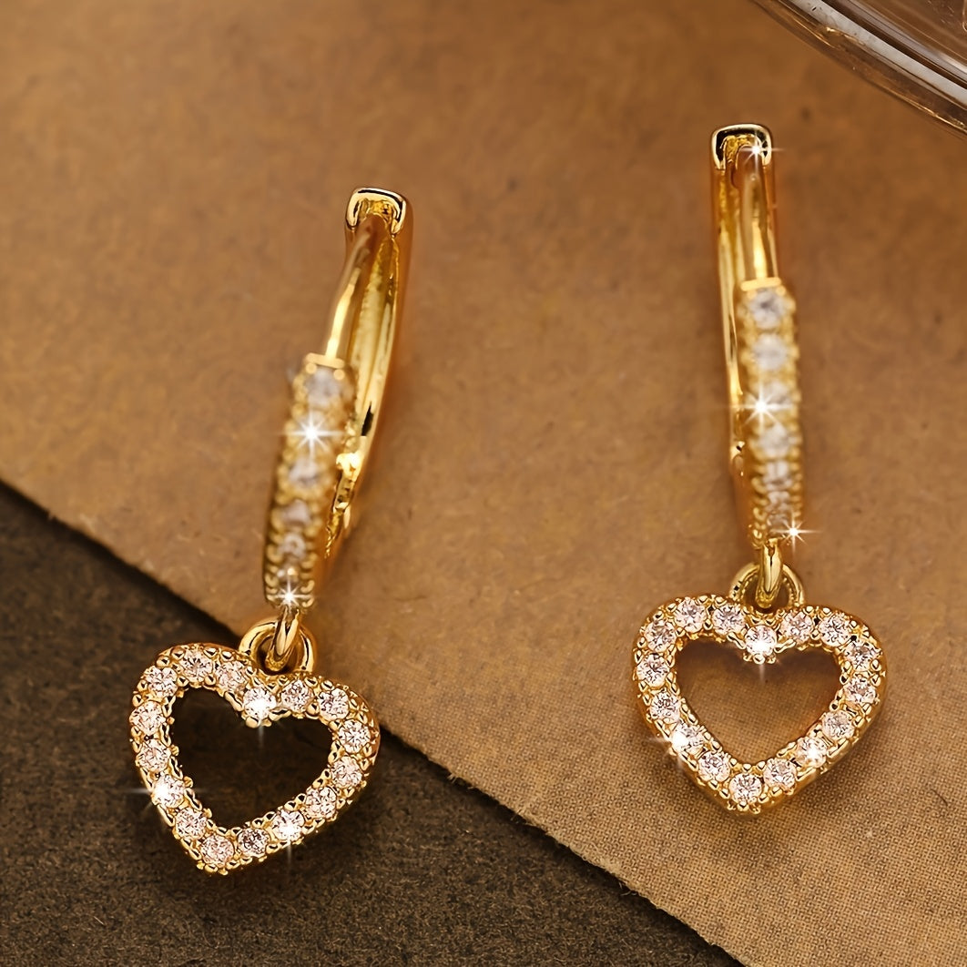 Vintage Heart Pendant Hoop Earrings