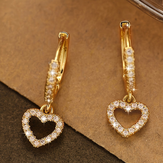 Vintage Heart Pendant Hoop Earrings
