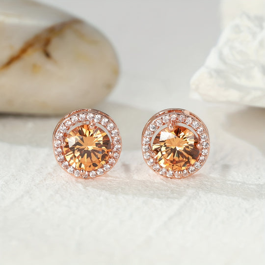 Elegant Round Cubic Zirconia Earrings
