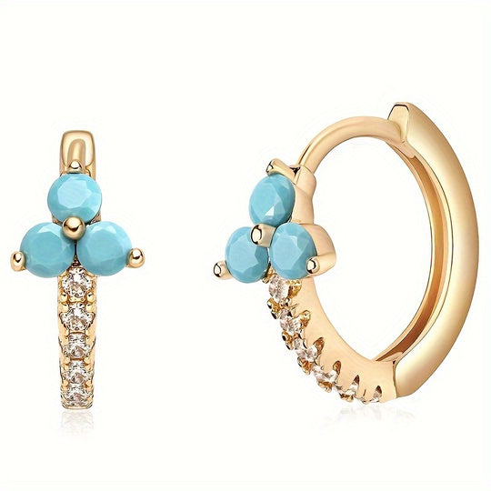Boho-Inspired Blue Zirconia Hoop Earrings