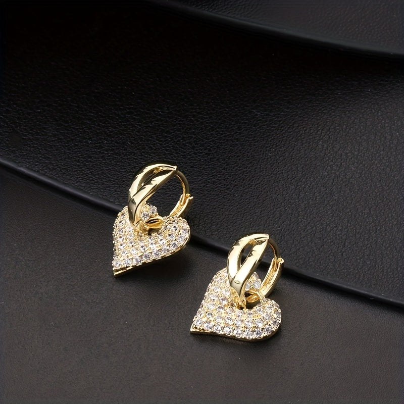 Stylish Heart Zirconia Earrings