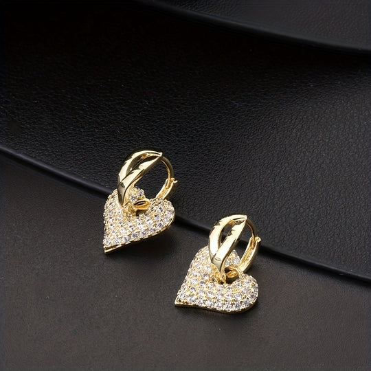 Stylish Heart Zirconia Earrings