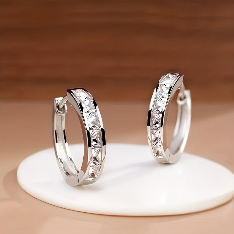 Elegant Minimalist Zirconia Hoop Earrings