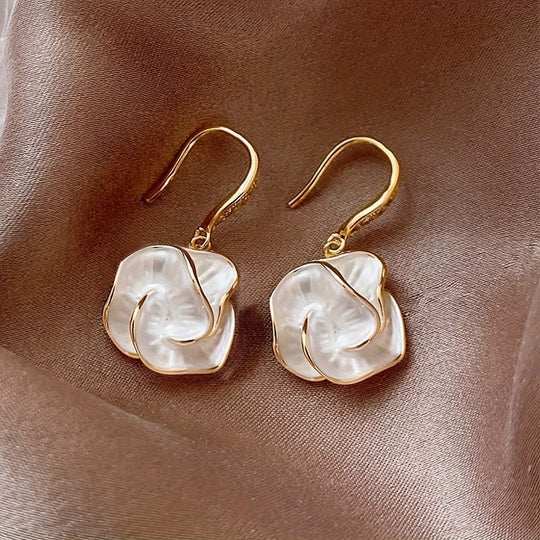 Timeless French Retro Camellia Earrings