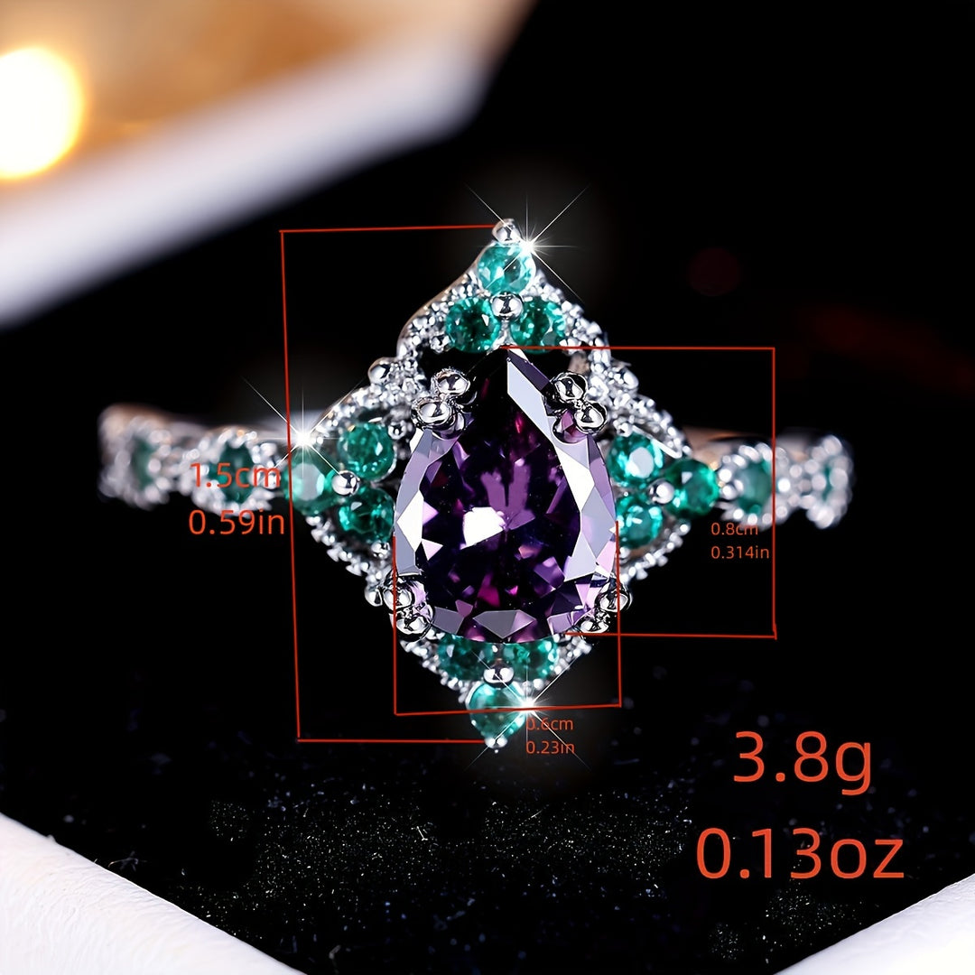 Fashionable Purple Cubic Zirconia Ring