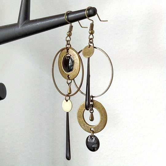 Vintage Geometric Circle Dangle Earrings