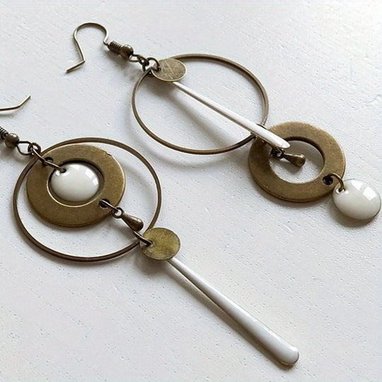 Vintage Geometric Circle Dangle Earrings
