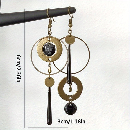 Vintage Geometric Circle Dangle Earrings