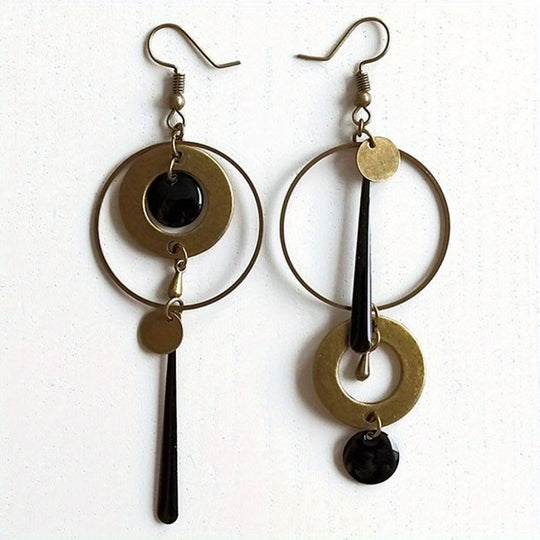 Vintage Geometric Circle Dangle Earrings