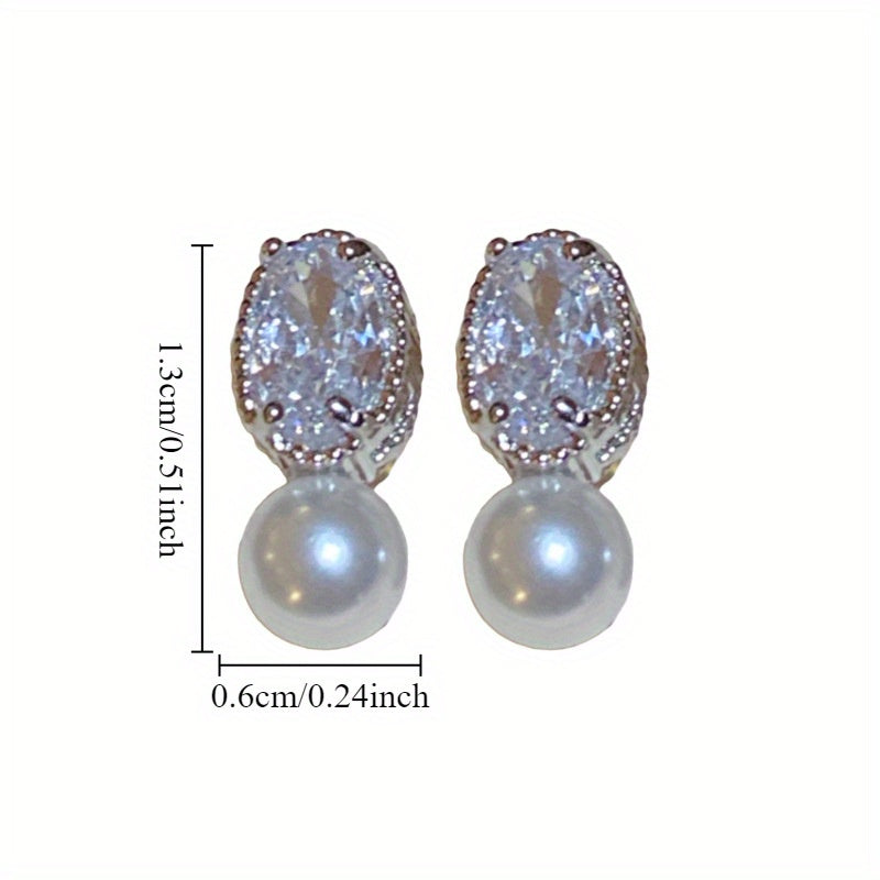 French Oval Pearl Dangle Earrings