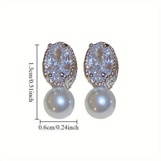 French Oval Pearl Dangle Earrings